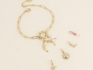 Charm-Armkette "Orient" mit 6 austauschbaren Charms aus Edelstahl