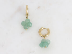 Creole mit Kleeblatt in türkis - aus Edelstahl